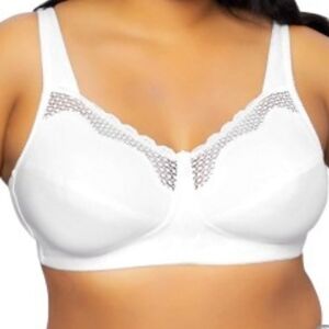 Exquisite Form 5100535 Elegant White Lace Trim Bra 44DD Wireless Pre-owned